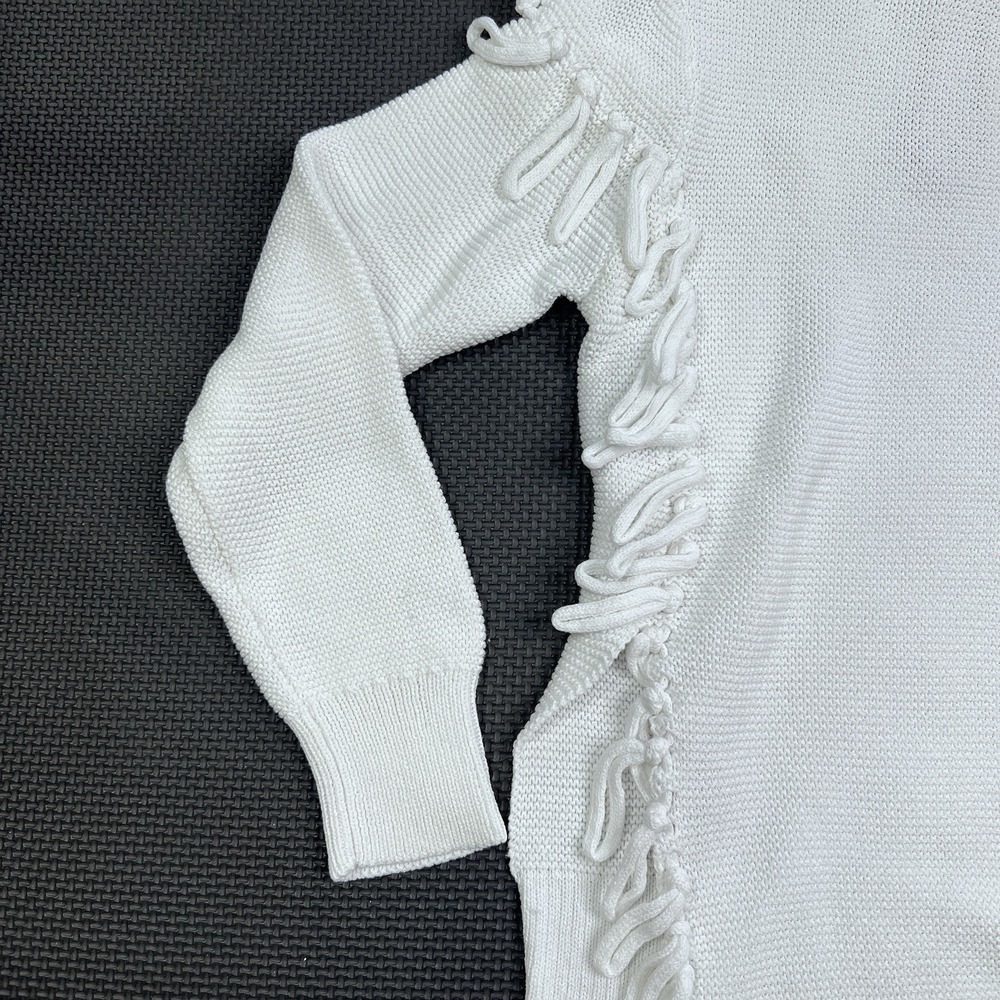 Manning Cartell White Knit Sweater Sm Asymmetric Fringe Avant Garde Minimalist - Picture 7 of 15